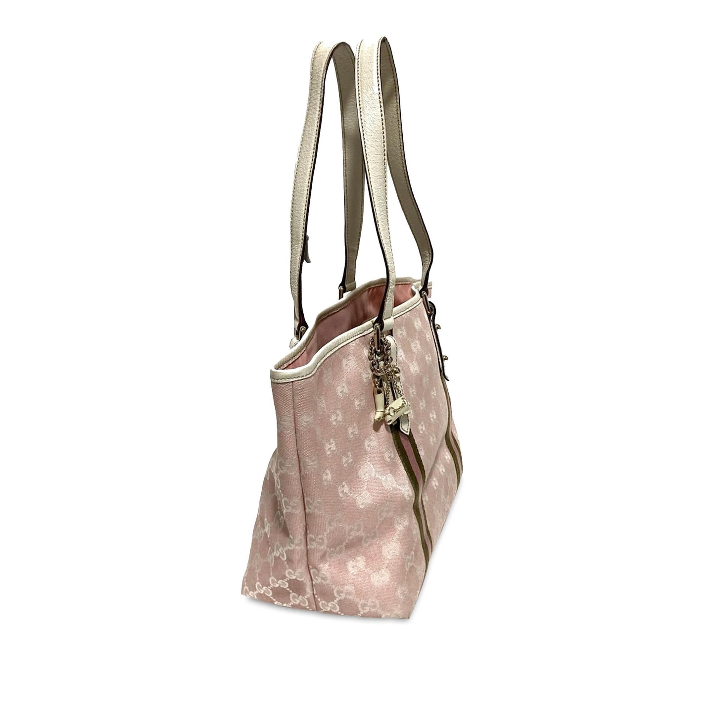 Gucci GG Jolicoeur SHG-CIx0WT Canvas Calf White Pink Tote Bag