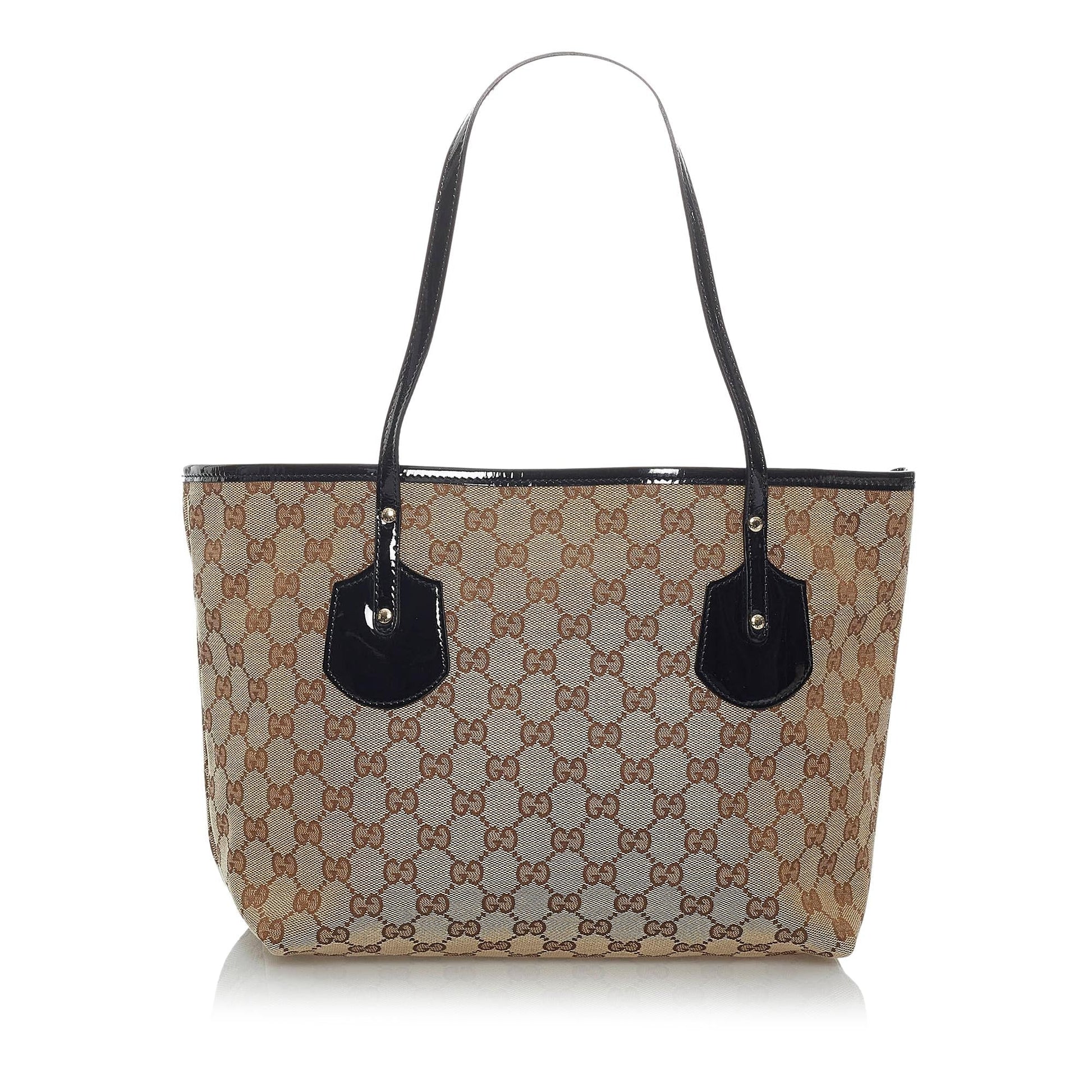 Gucci GG Jolie SHG Canvas Black Brown Tote Bag Bag Shg