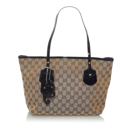 Gucci GG Jolie SHG Canvas Black Brown Tote Bag Bag Shg