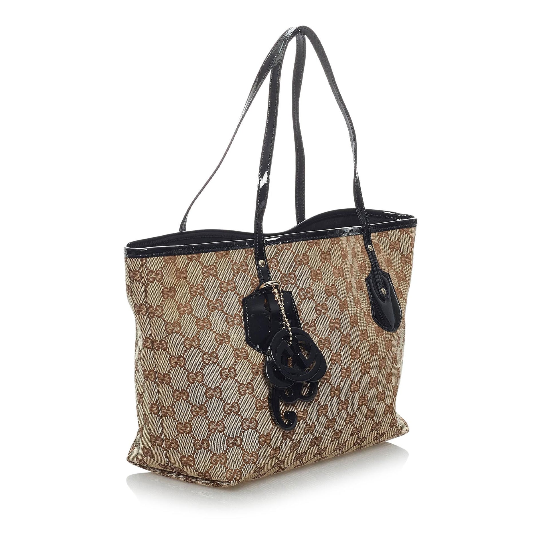 Gucci GG Jolie SHG Canvas Black Brown Tote Bag Bag Shg