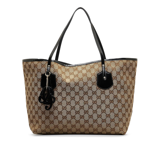 Gucci GG Jolie SHG-ggwp6Z Leather Canvas Patent Black Tote Bag