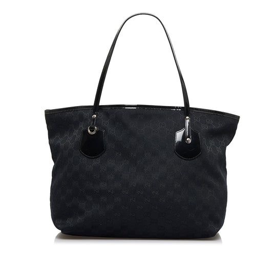 Gucci GG Jolie SHG-jsIzCh Leather Canvas Patent Black Tote Bag