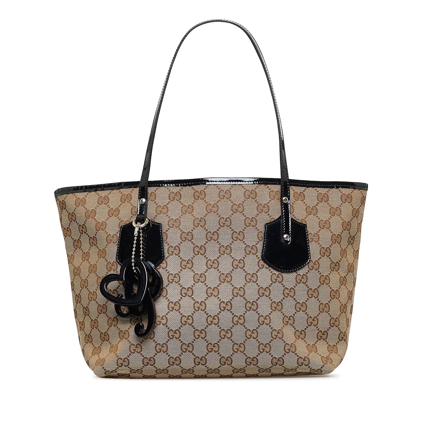 Gucci GG Jolie SHG-1jdPYf Leather Canvas Patent Brown Tote Bag