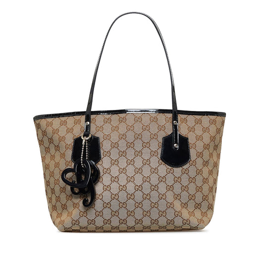 Gucci GG Jolie SHG-1jdPYf Leather Canvas Patent Brown Tote Bag