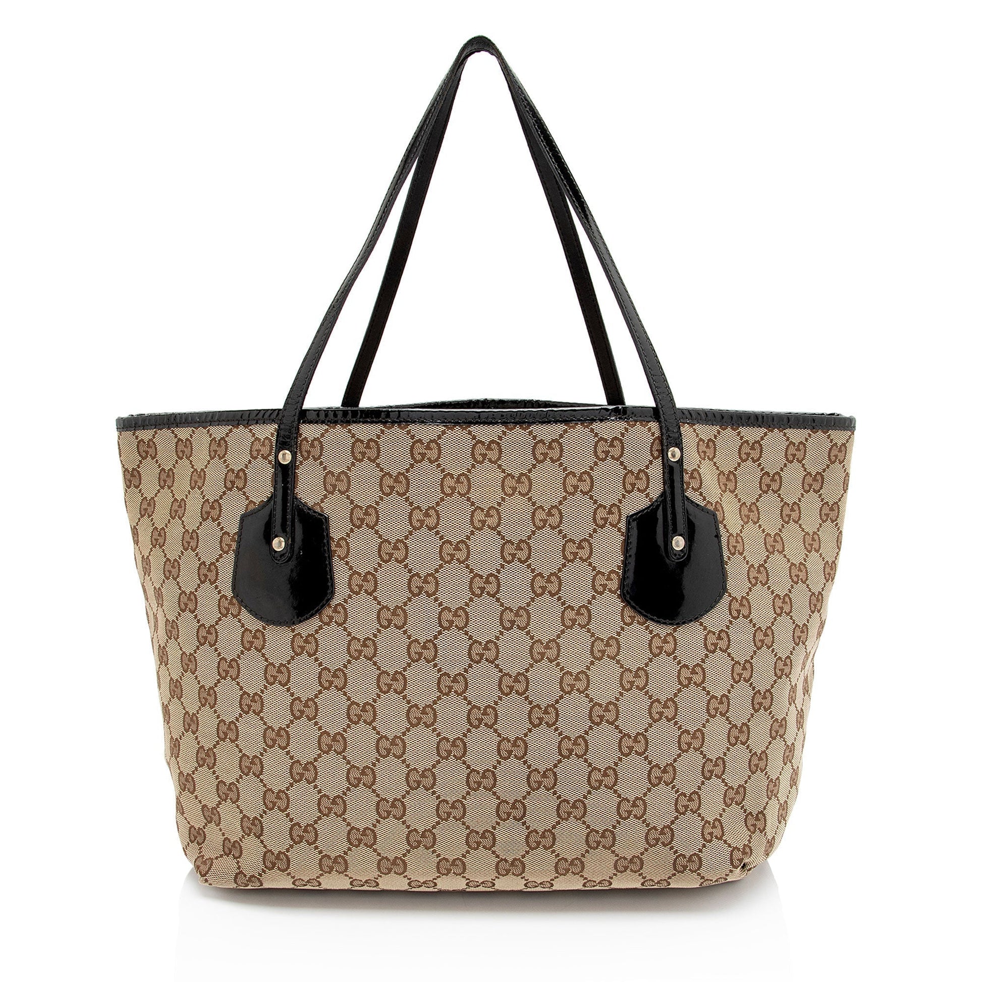 Gucci GG Jolie SHF-ts1Qcb Leather Canvas Patent Black Tote Bag