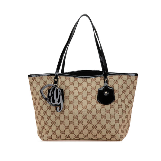 Gucci GG Jolie SHG-VN8Tk1 Leather Canvas Patent Brown Tote Bag