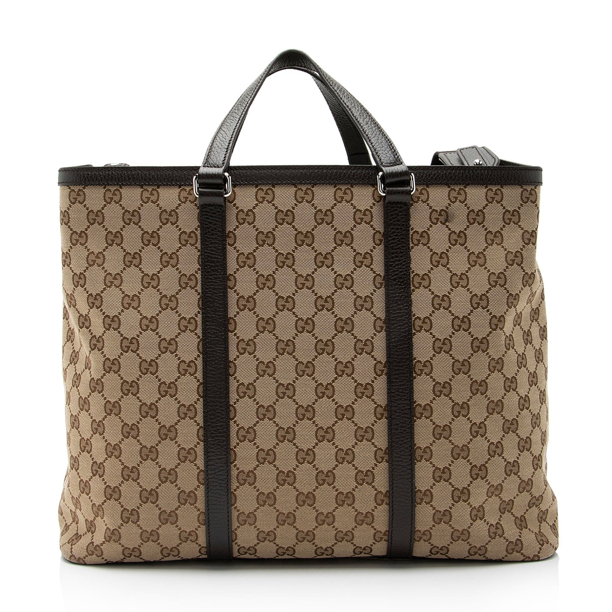 Gucci GG Joy SHF-W3Bfu5 Leather Canvas Brown Beige Tote Bag