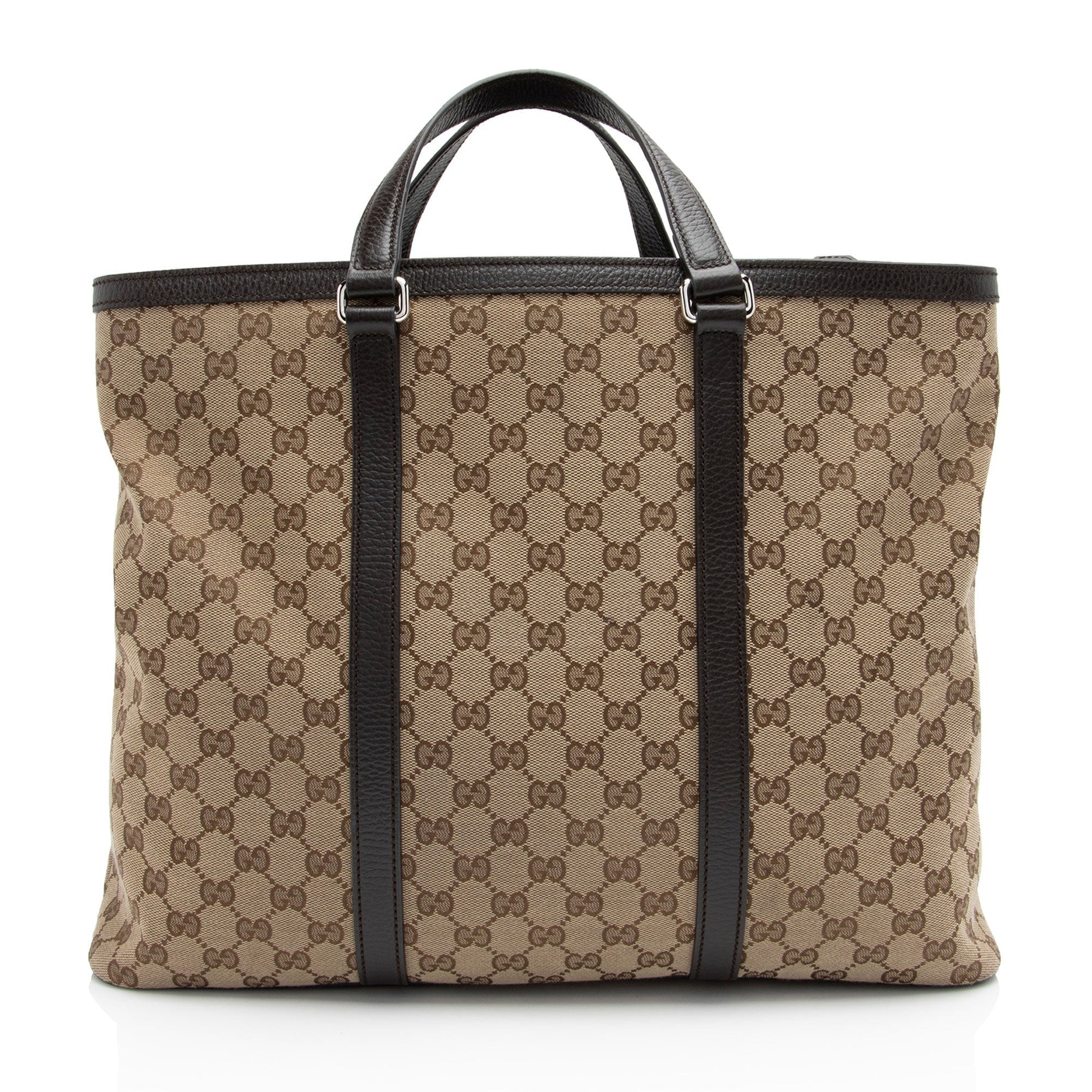Gucci GG Joy SHF-bVgoZN Leather Canvas Brown Beige Tote Bag