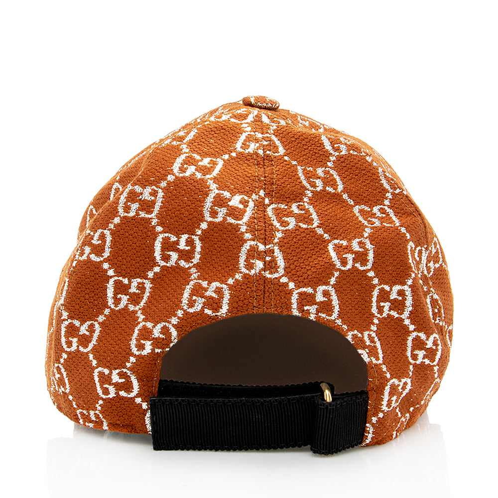 Gucci GG Lame Baseball Hat - Canvas Brown Orange Handbag