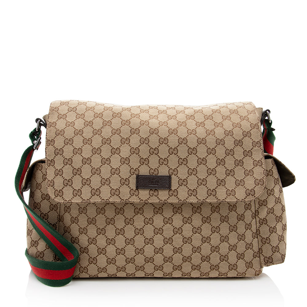 Gucci GG Messenger SHF Leather Canvas Nylon Brown Shoulder Bag