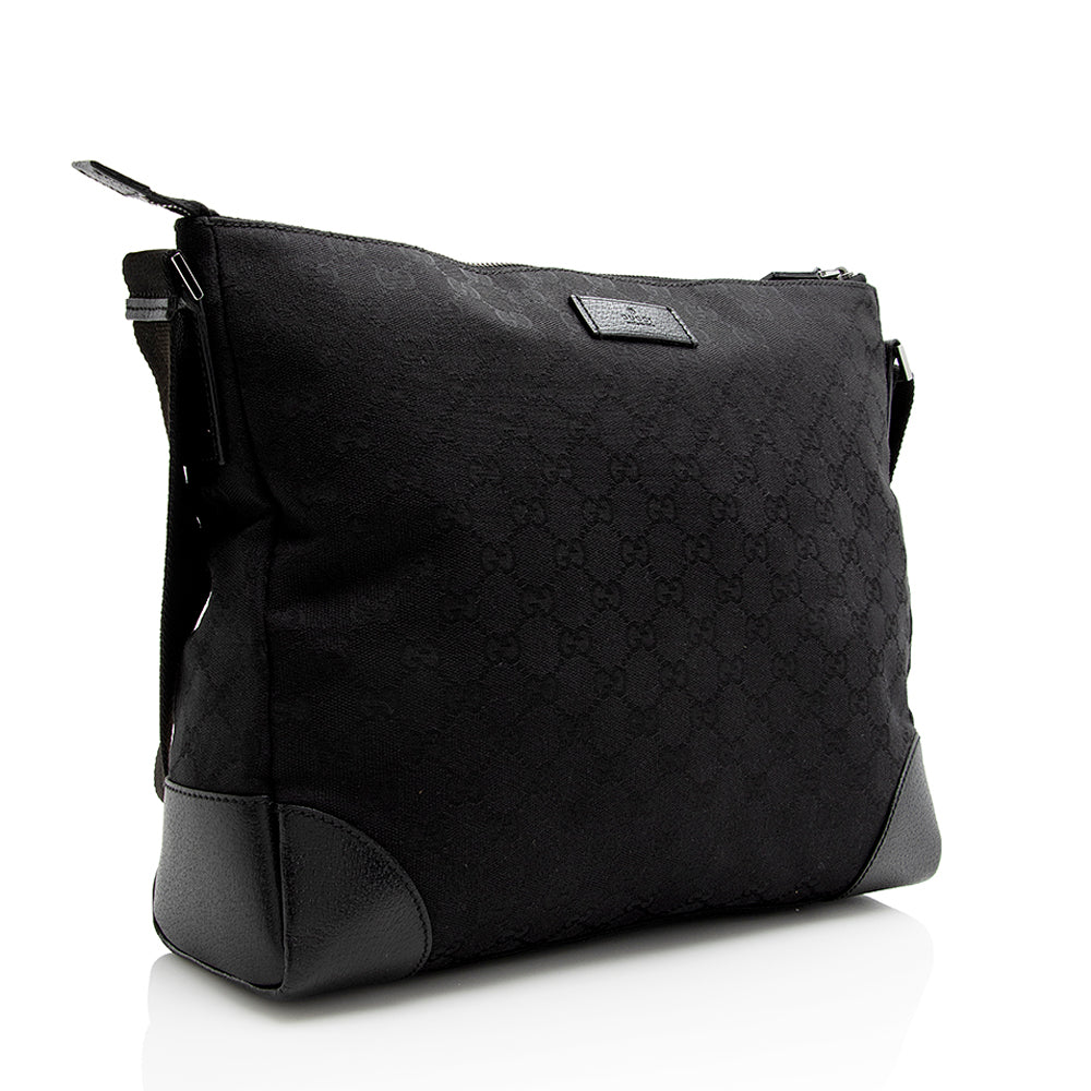 Gucci GG Messenger SHF Leather Canvas Nylon Black Shoulder Bag