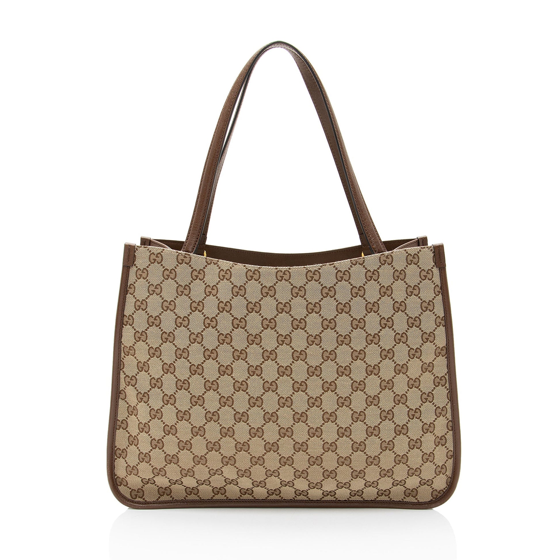 Gucci GG Horsebit Leather Canvas Tote Bag