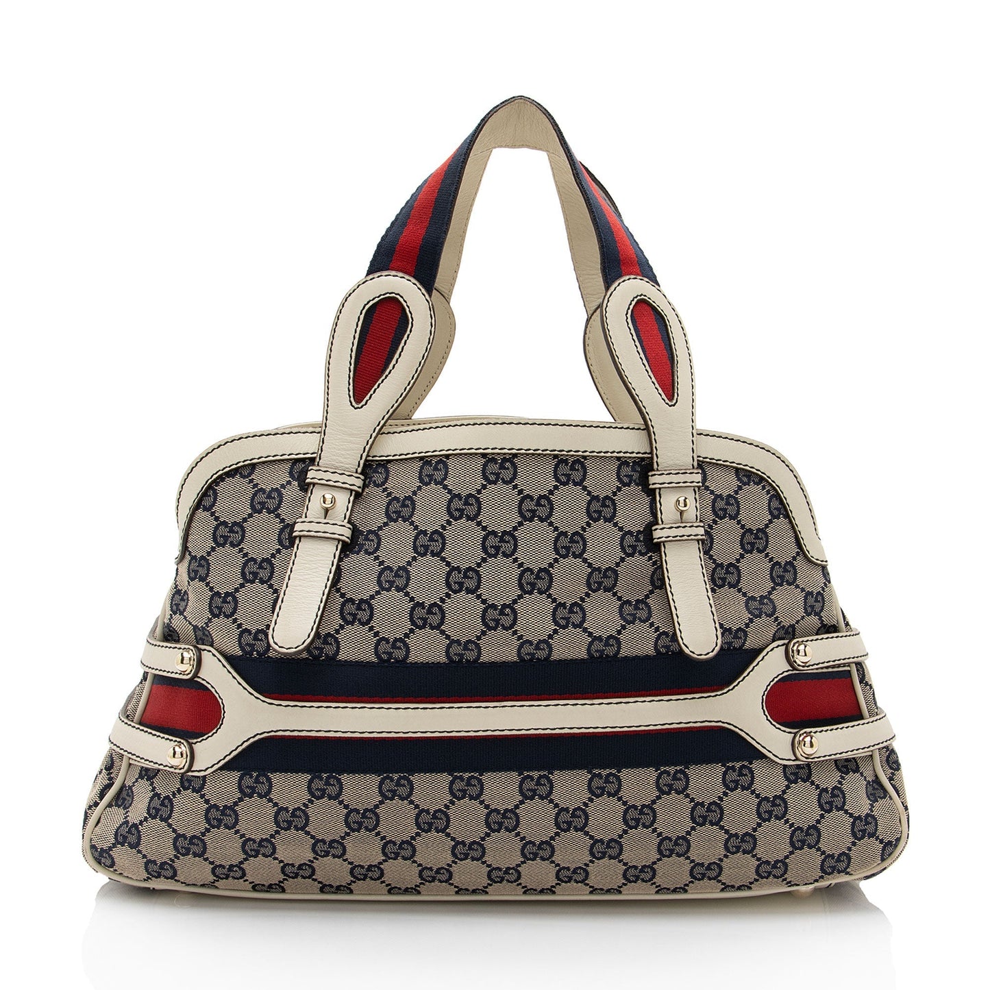 Gucci GG Web SHF-Syij4P Leather Canvas Nylon White Shoulder Bag