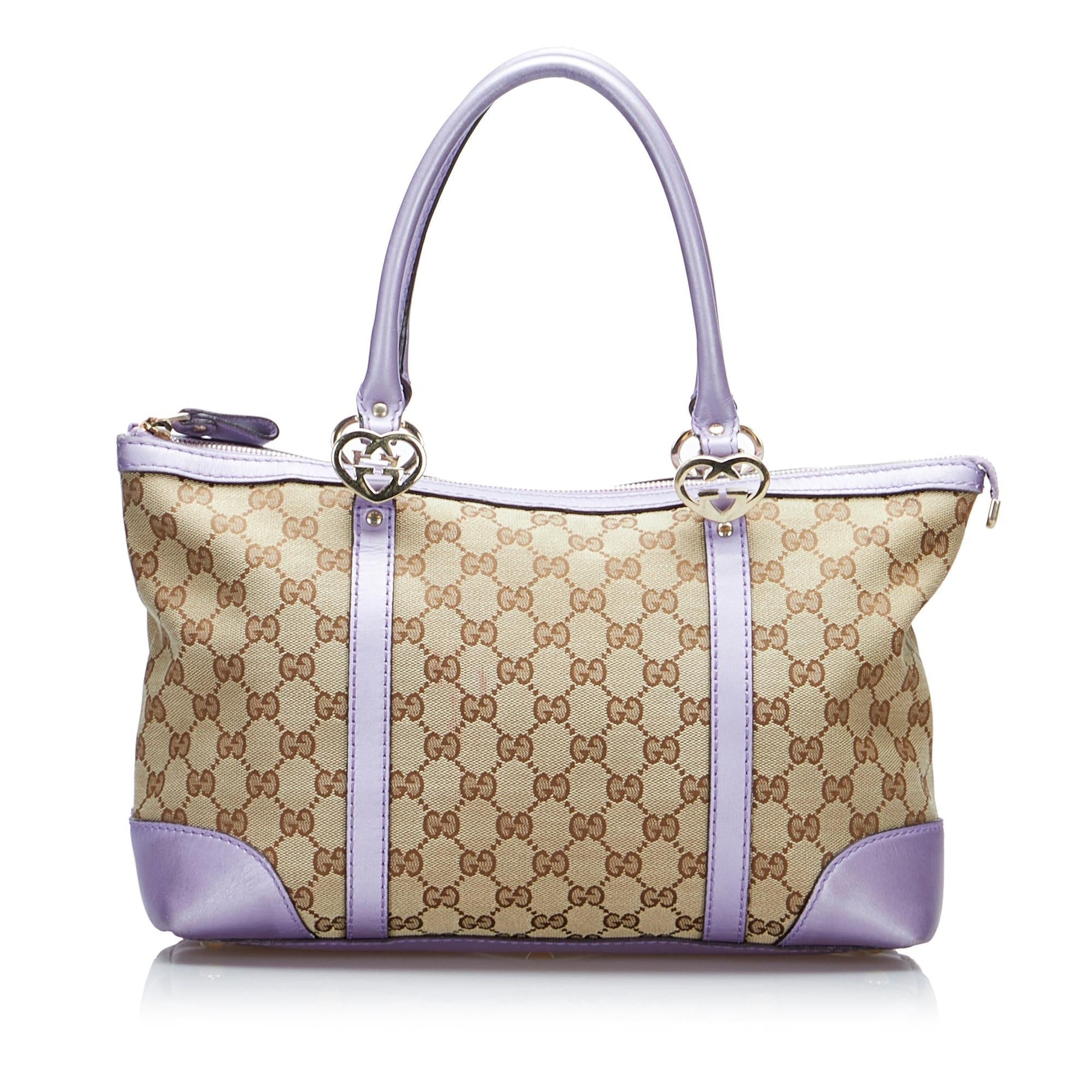 Gucci GG Lovely SHG-7OVX1r Canvas Calf Brown Tote Bag