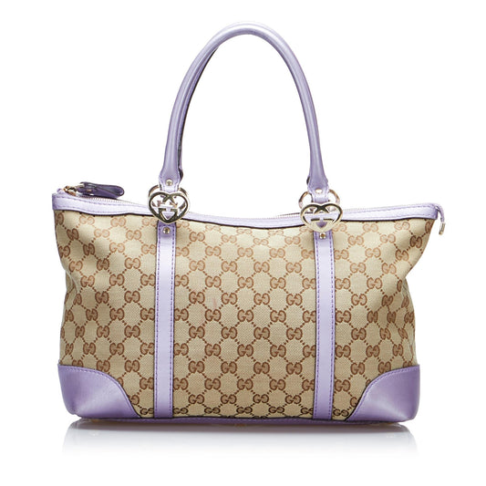 Gucci GG Lovely SHG-7OVX1r Canvas Calf Brown Tote Bag