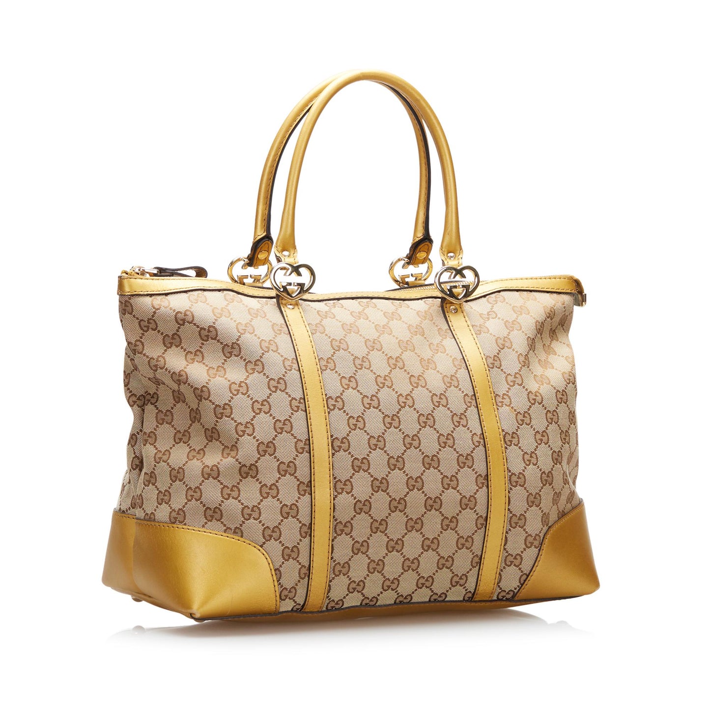 Gucci GG Lovely SHG-ekbP7z Canvas Calf Brown Gold Tote Bag