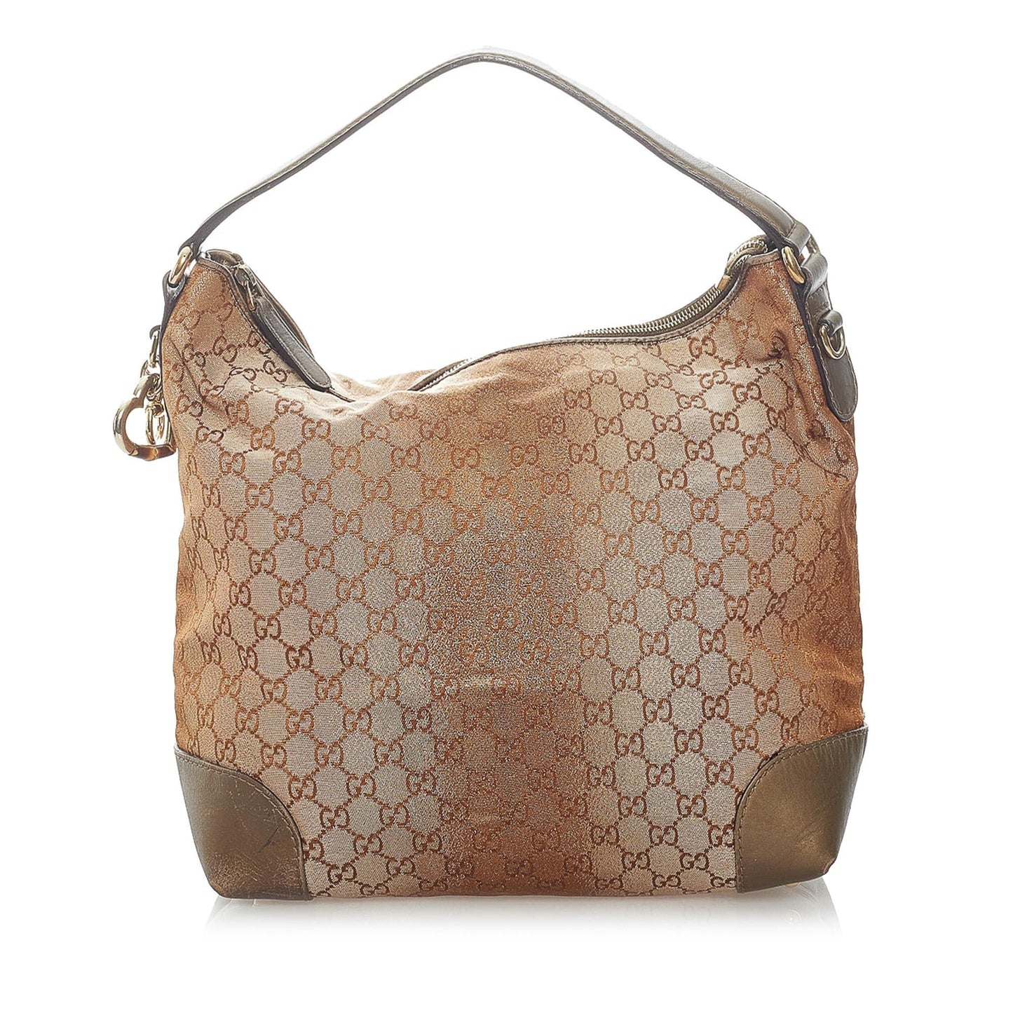 Gucci GG Lurex Heart Bit SHG Canvas Calf Brown Tote Bag Bag Shg