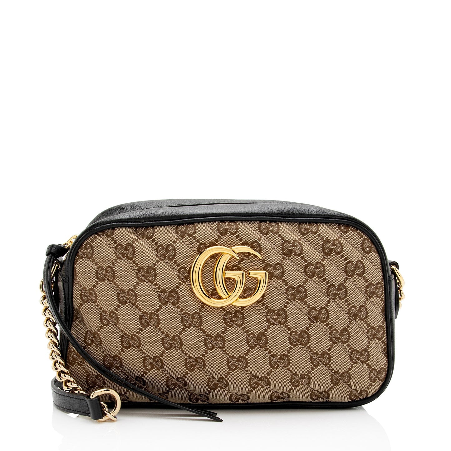 Gucci GG Marmont SHF-WOBoDJ Leather Canvas Black Beige Crossbody Bag