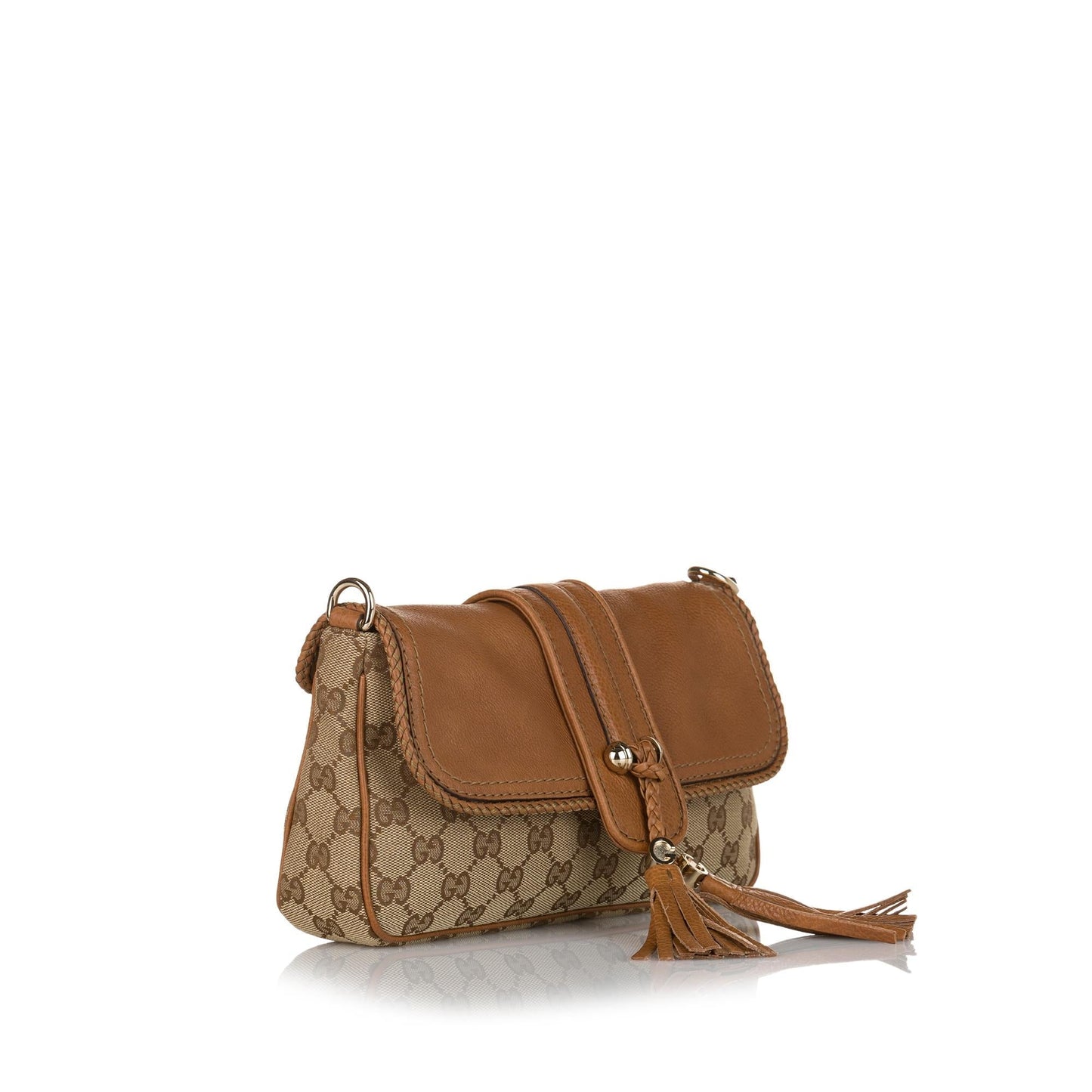 Gucci GG Marrakech Evening Baguette SHG Canvas Calf Brown Handbag