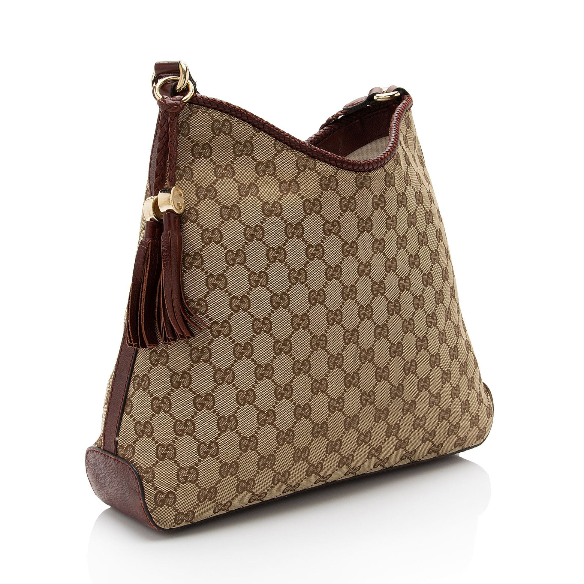 Gucci GG Marrakech SHF-IGUAKI Leather Canvas Beige Red Shoulder Bag
