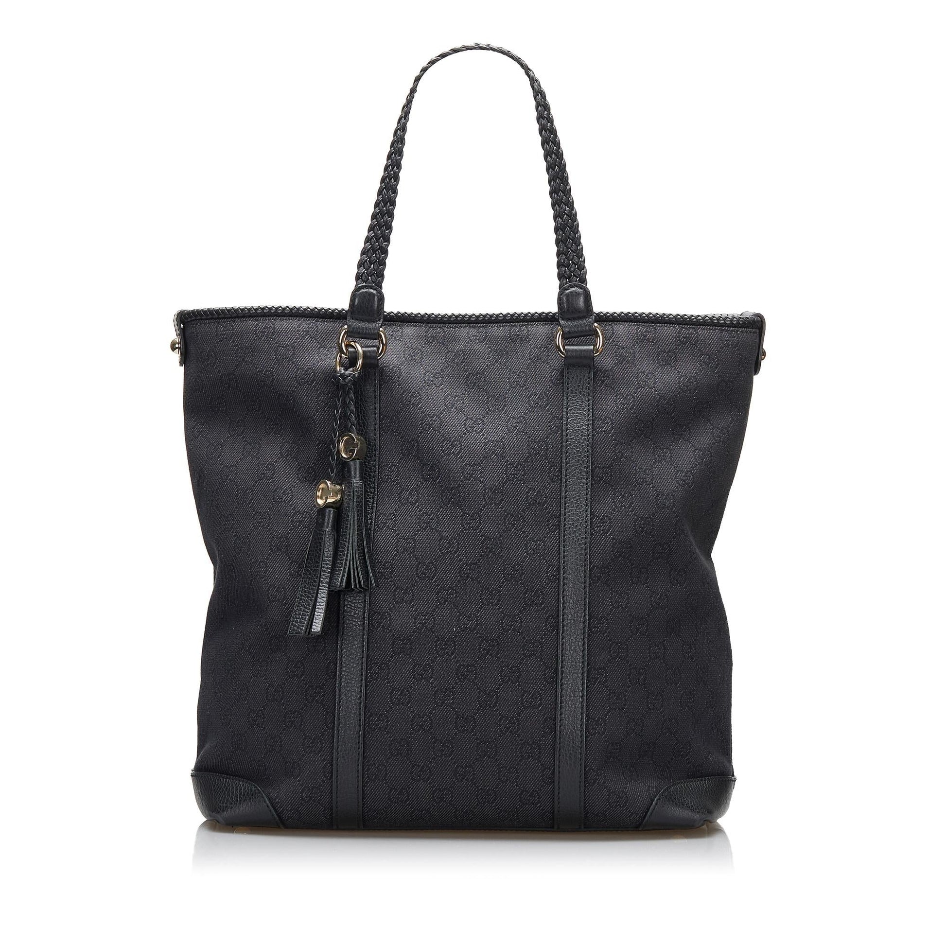 Gucci GG Marrakech SHG-D5U9hD Canvas Black Tote Bag