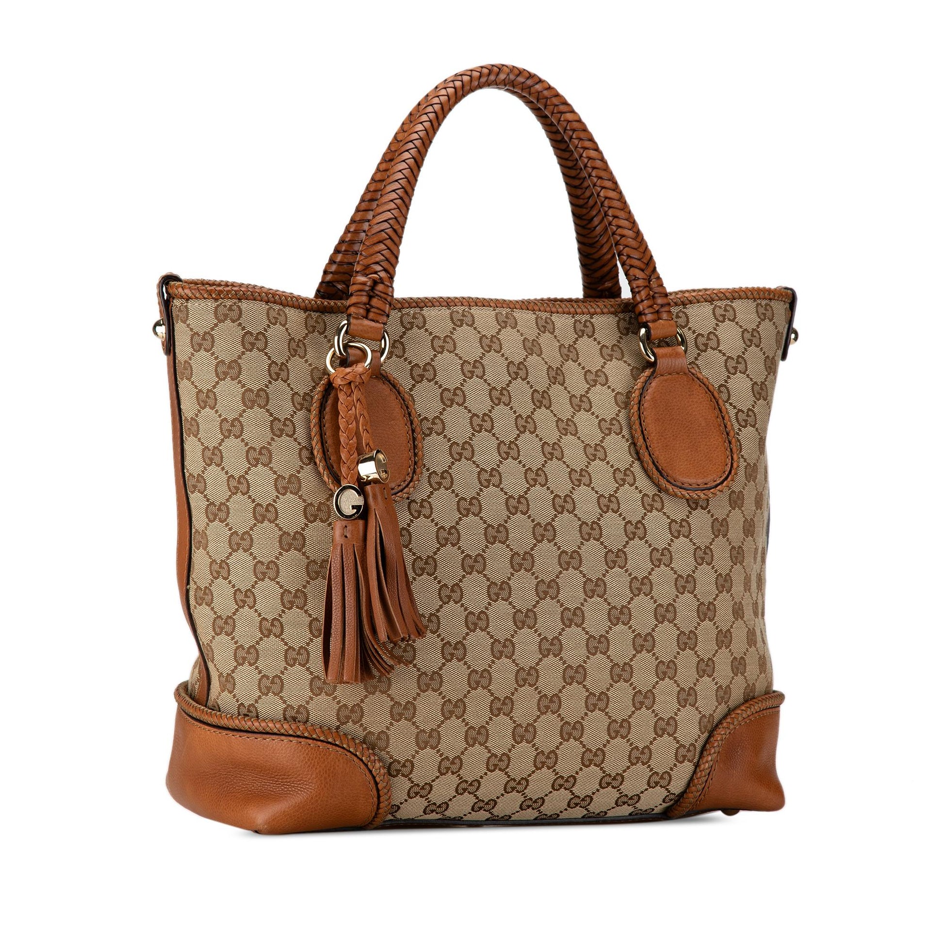 Gucci GG Marrakech SHG-6vUBX9 Canvas Calf Brown Tote Bag