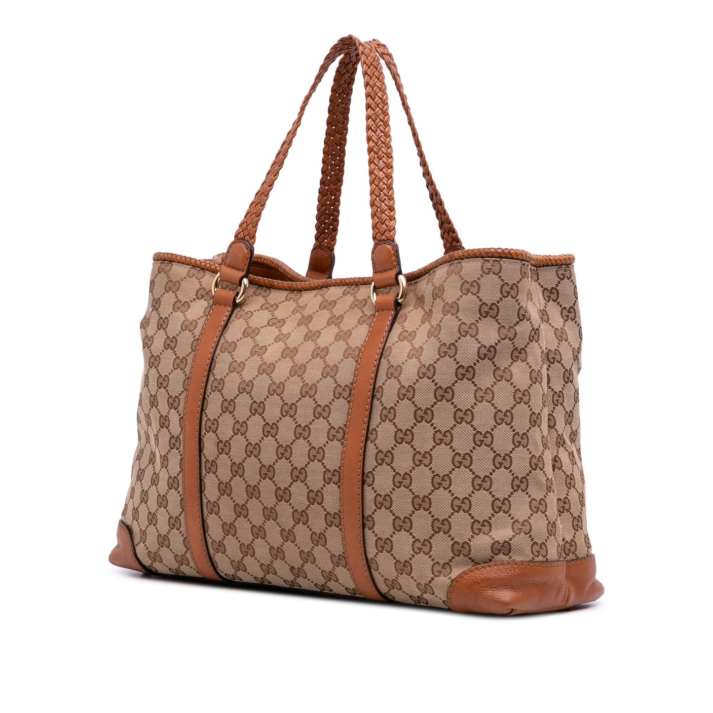 Gucci GG Marrakech Canvas Calf Brown Tote Bag
