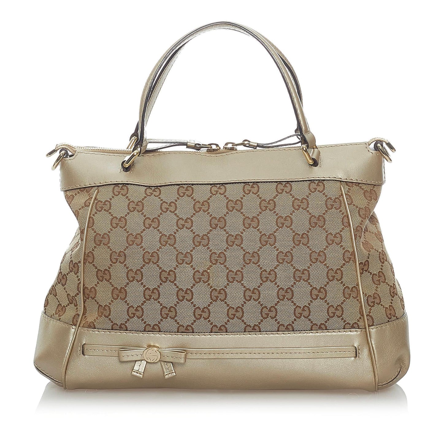 Gucci GG Mayfair SHG Canvas Calf Brown Gold Satchel Bag