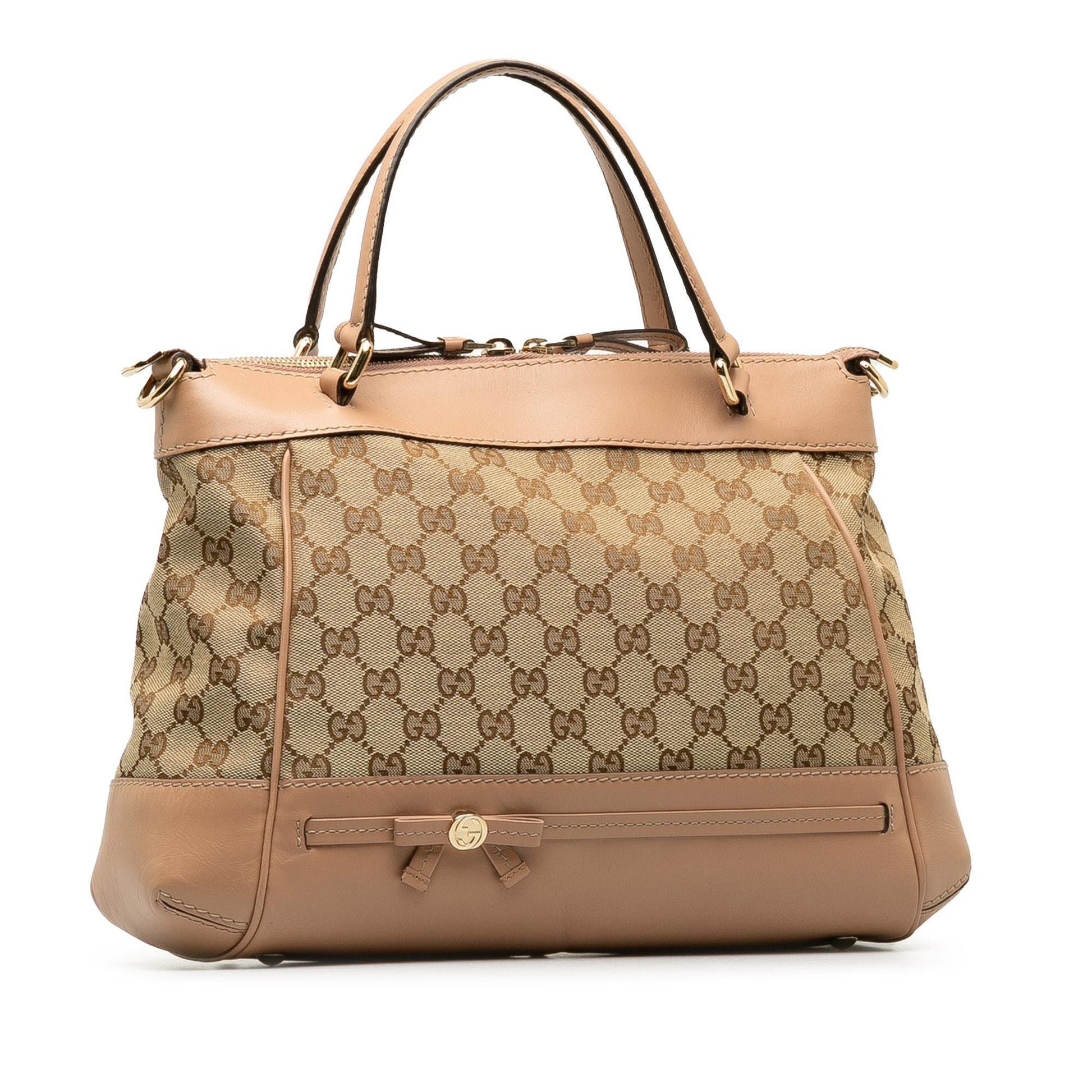 Gucci GG Mayfair SHG-hKKYOc Canvas Calf Brown Satchel Bag