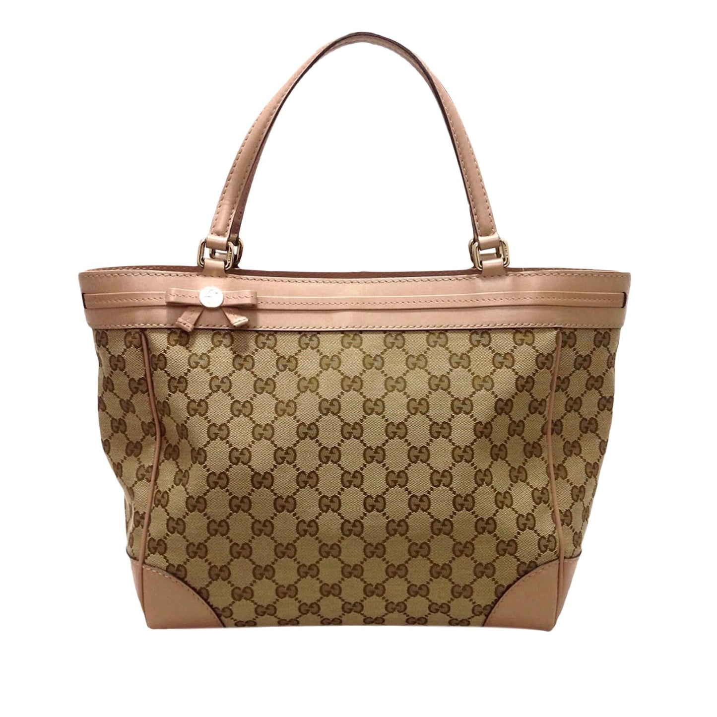 Gucci GG Mayfair SHG Canvas Calf Brown Pink Tote Bag Bag Shg
