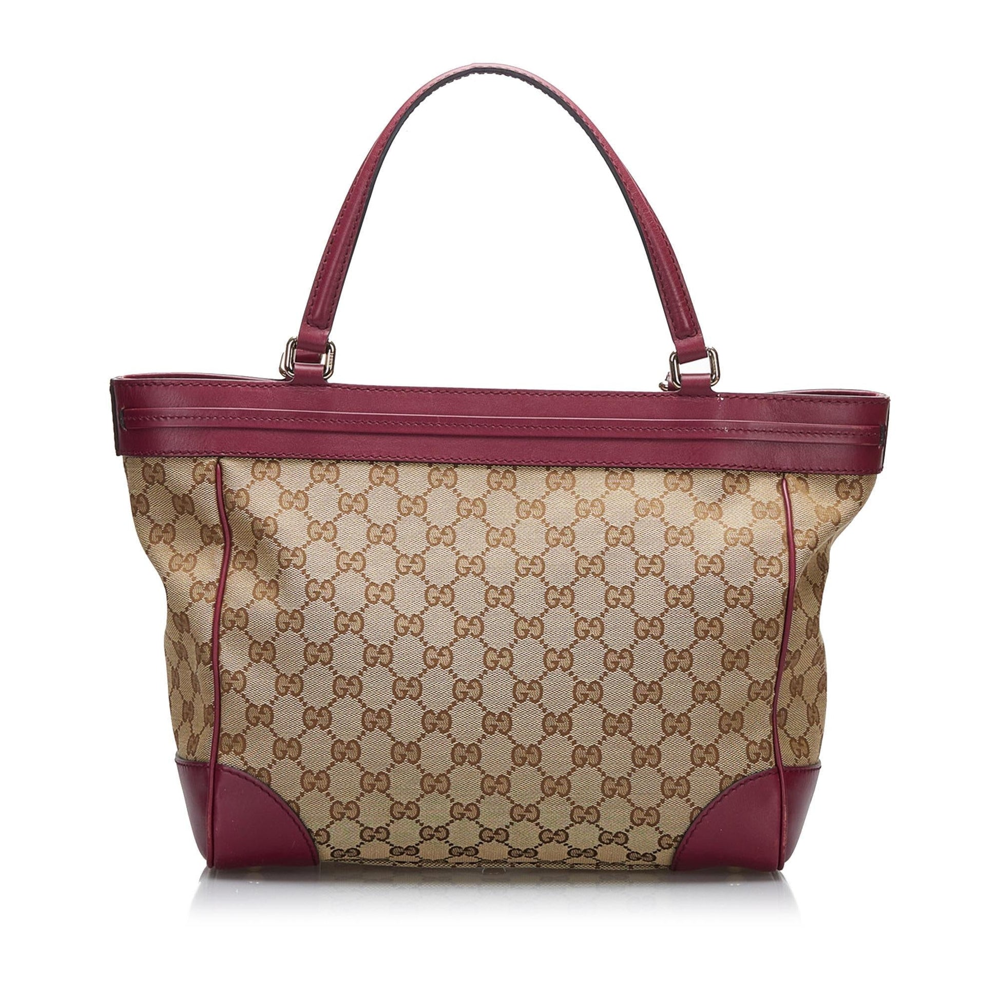 Gucci GG Mayfair SHG-JXk1Nw Canvas Calf Brown Red Tote Bag