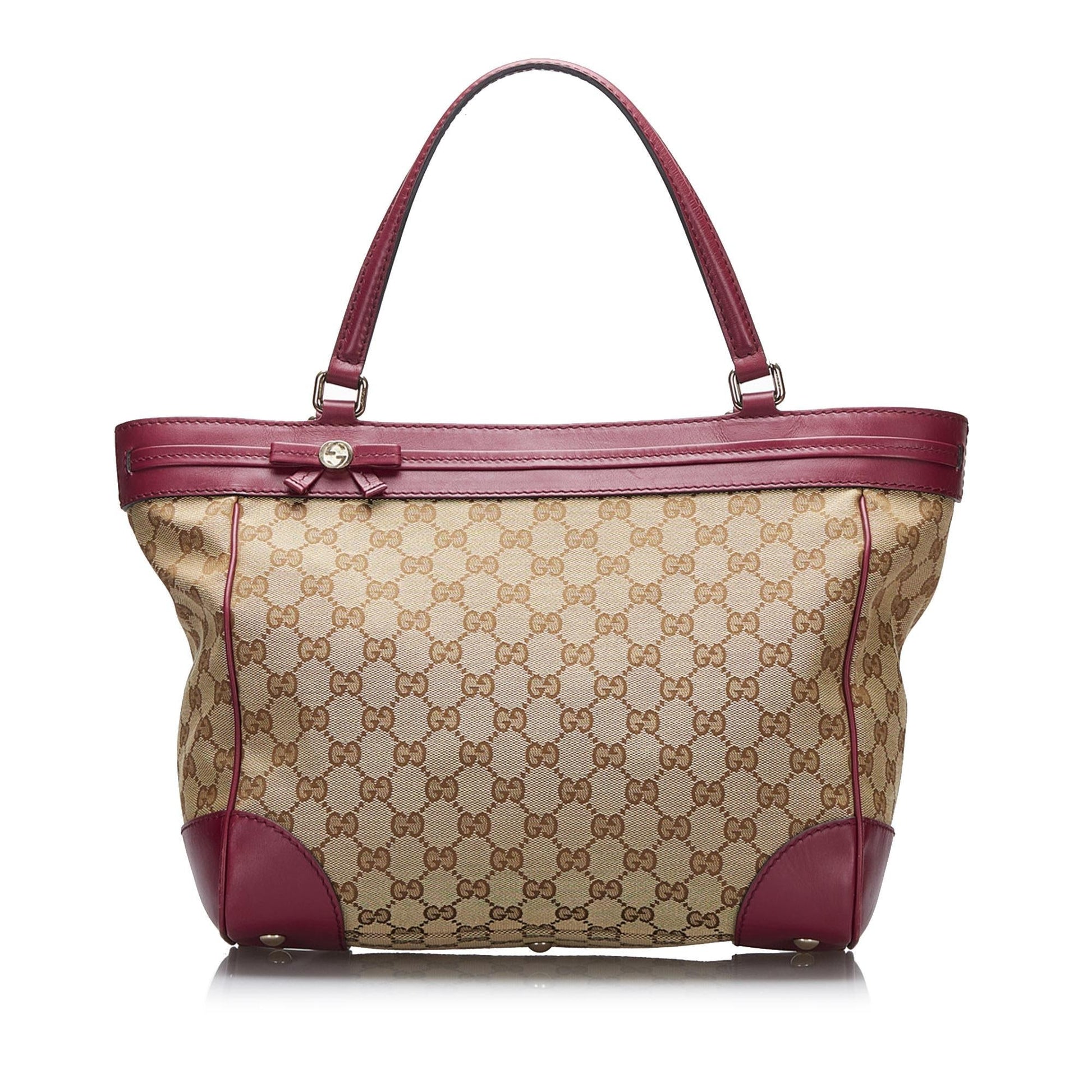 Gucci GG Mayfair SHG-JXk1Nw Canvas Calf Brown Red Tote Bag