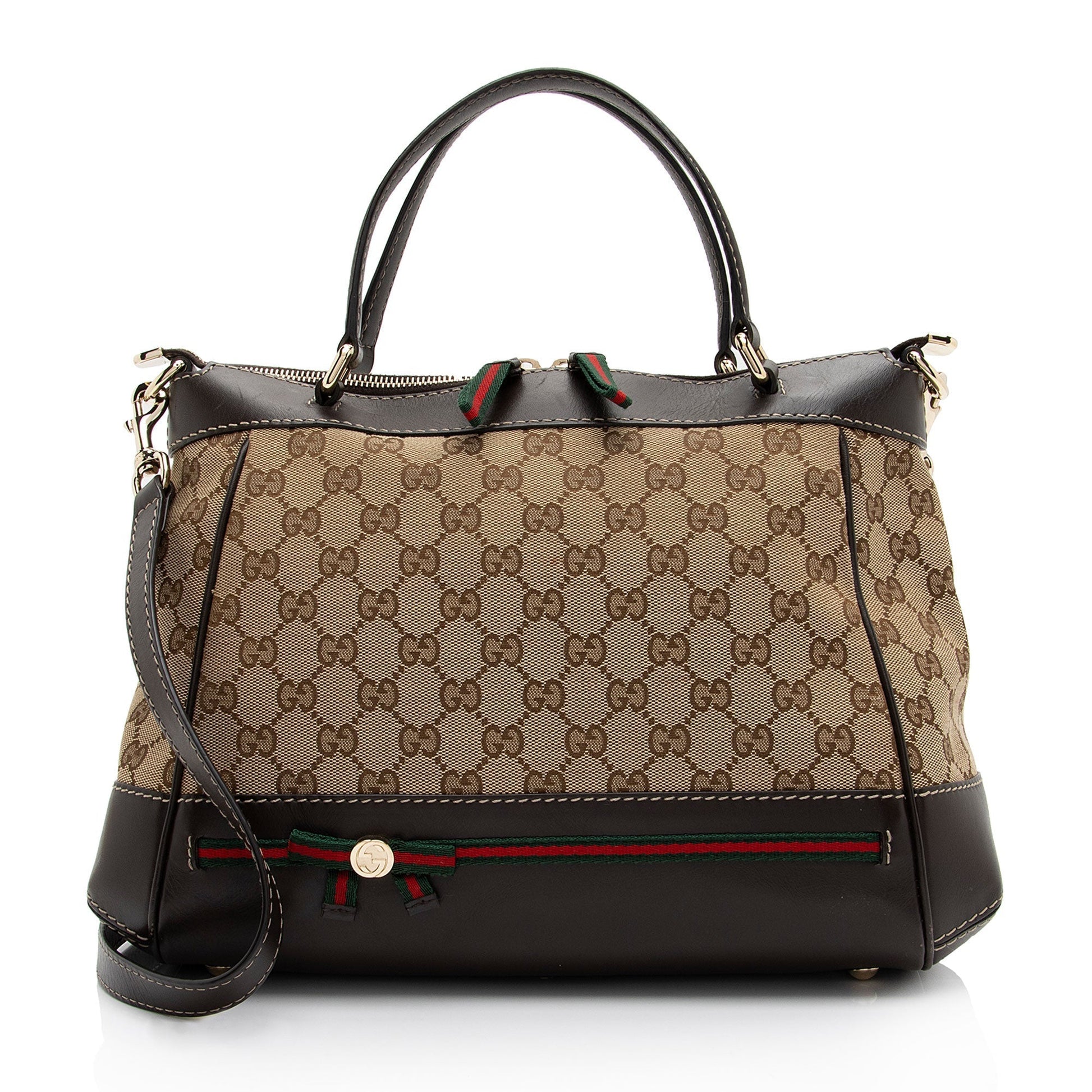 Gucci GG Mayfair SHF-cdridS Leather Canvas Nylon Brown Tote Bag