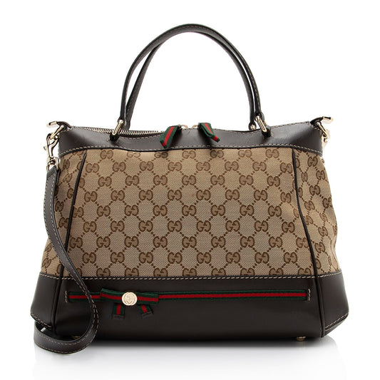 Gucci GG Mayfair SHF-cdridS Leather Canvas Nylon Brown Tote Bag