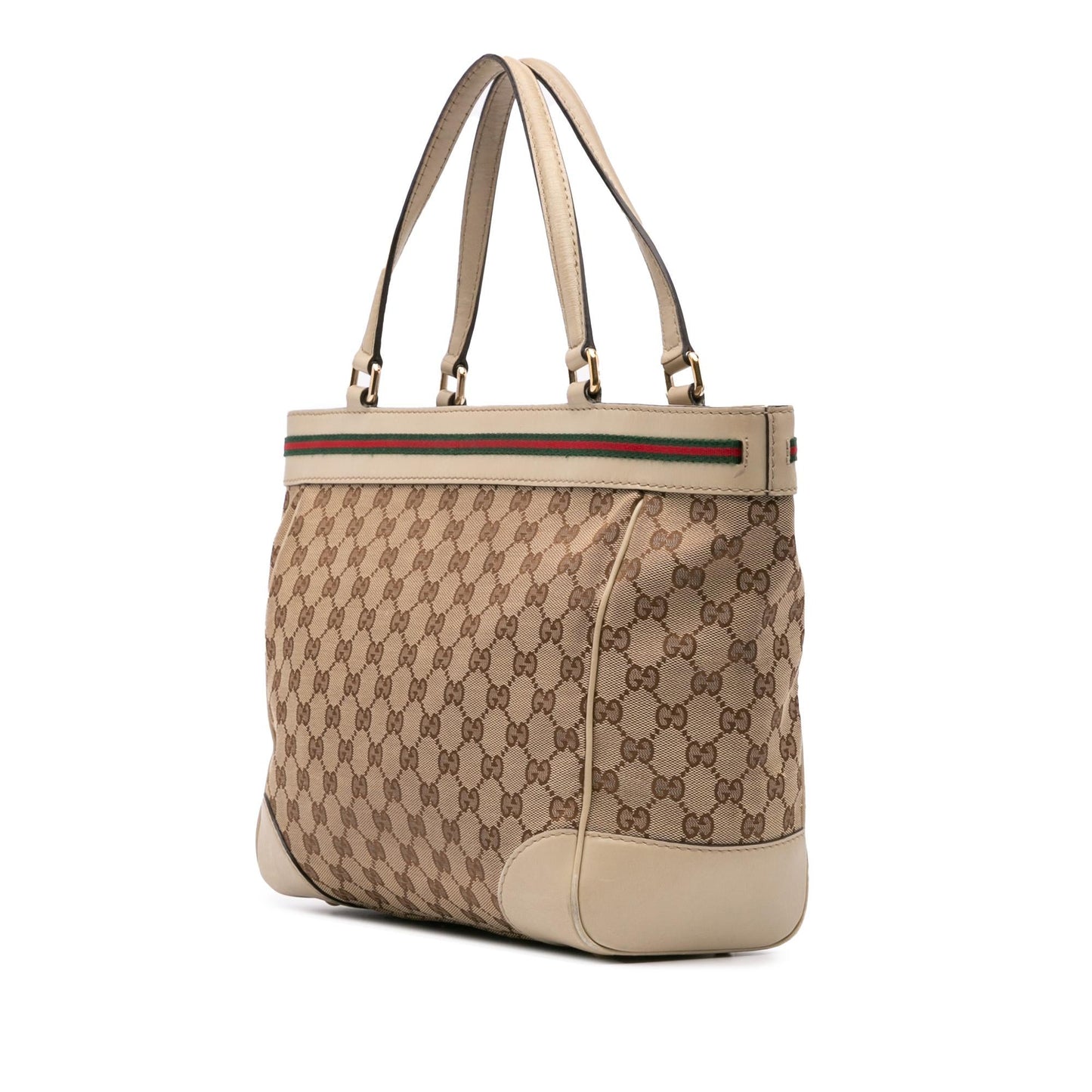 Gucci GG Mayfair Canvas Calf White Brown Tote Bag