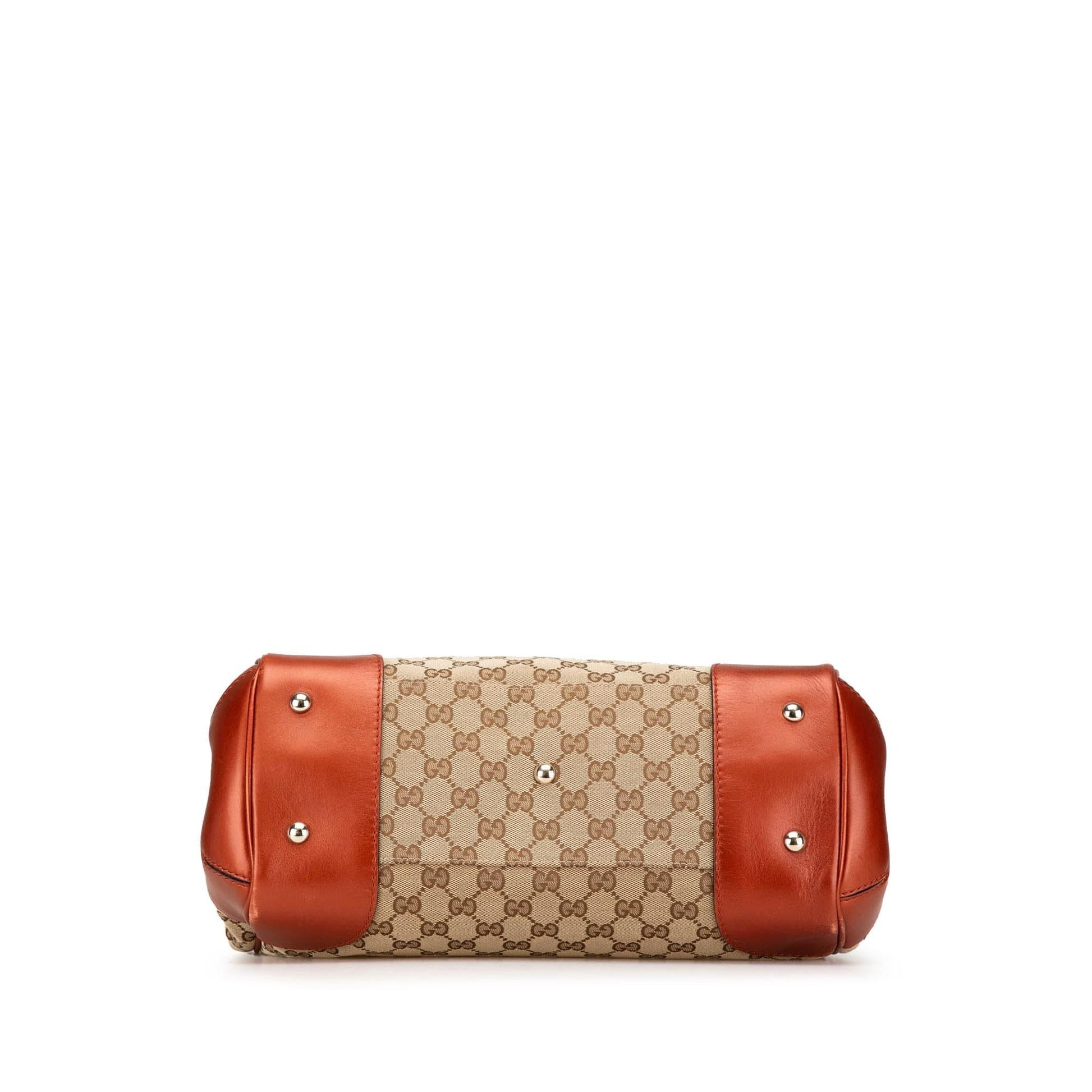 Gucci GG Mayfair Canvas Calf Brown Orange Tote Bag