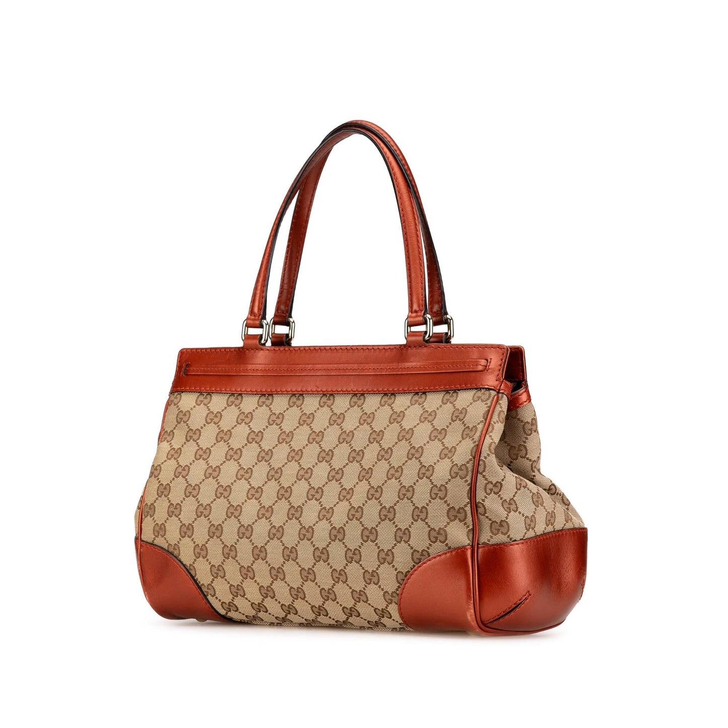 Gucci GG Mayfair Canvas Calf Brown Orange Tote Bag
