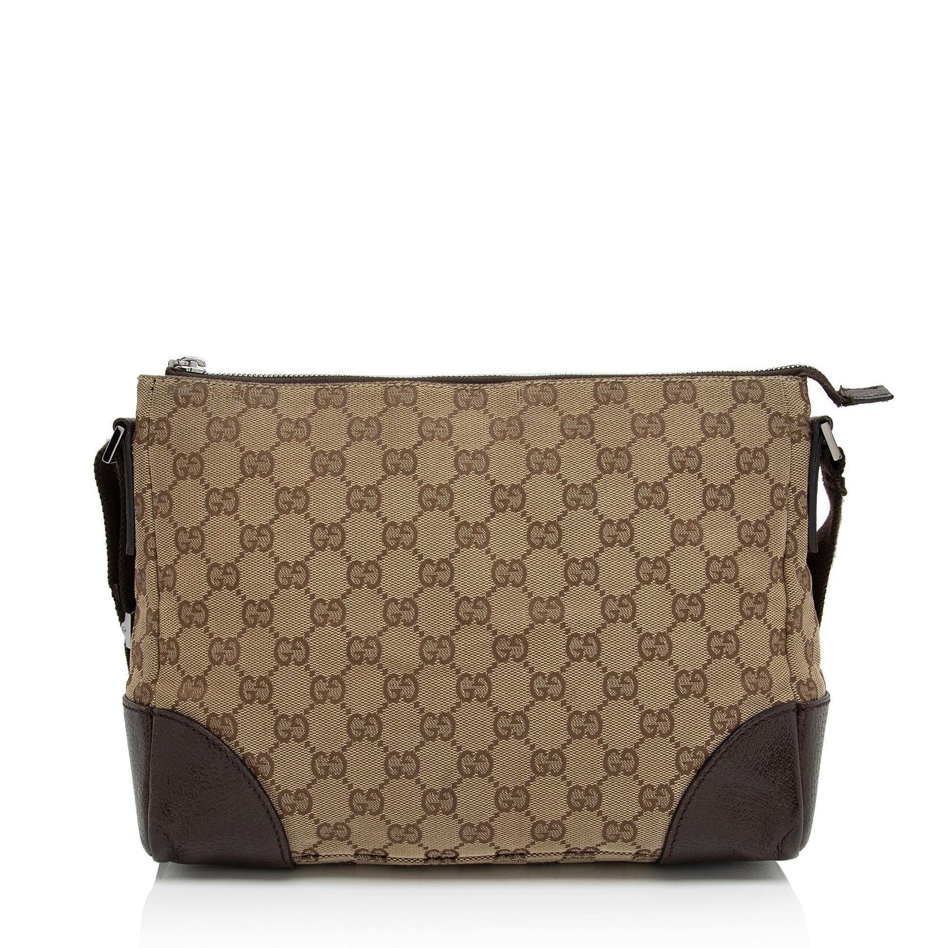 Gucci GG Messenger SHF-xVfo2X Leather Canvas Nylon Brown Shoulder Bag