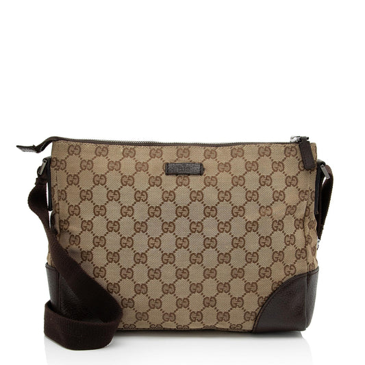 Gucci GG Messenger SHF-xVfo2X Leather Canvas Nylon Brown Shoulder Bag