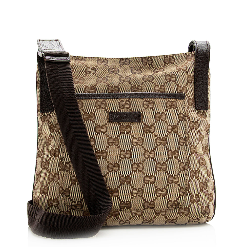 Gucci GG Messenger SHF Leather Canvas Nylon Beige Shoulder Bag