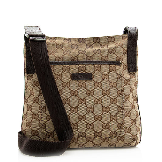 Gucci GG Messenger SHF Leather Canvas Nylon Beige Shoulder Bag