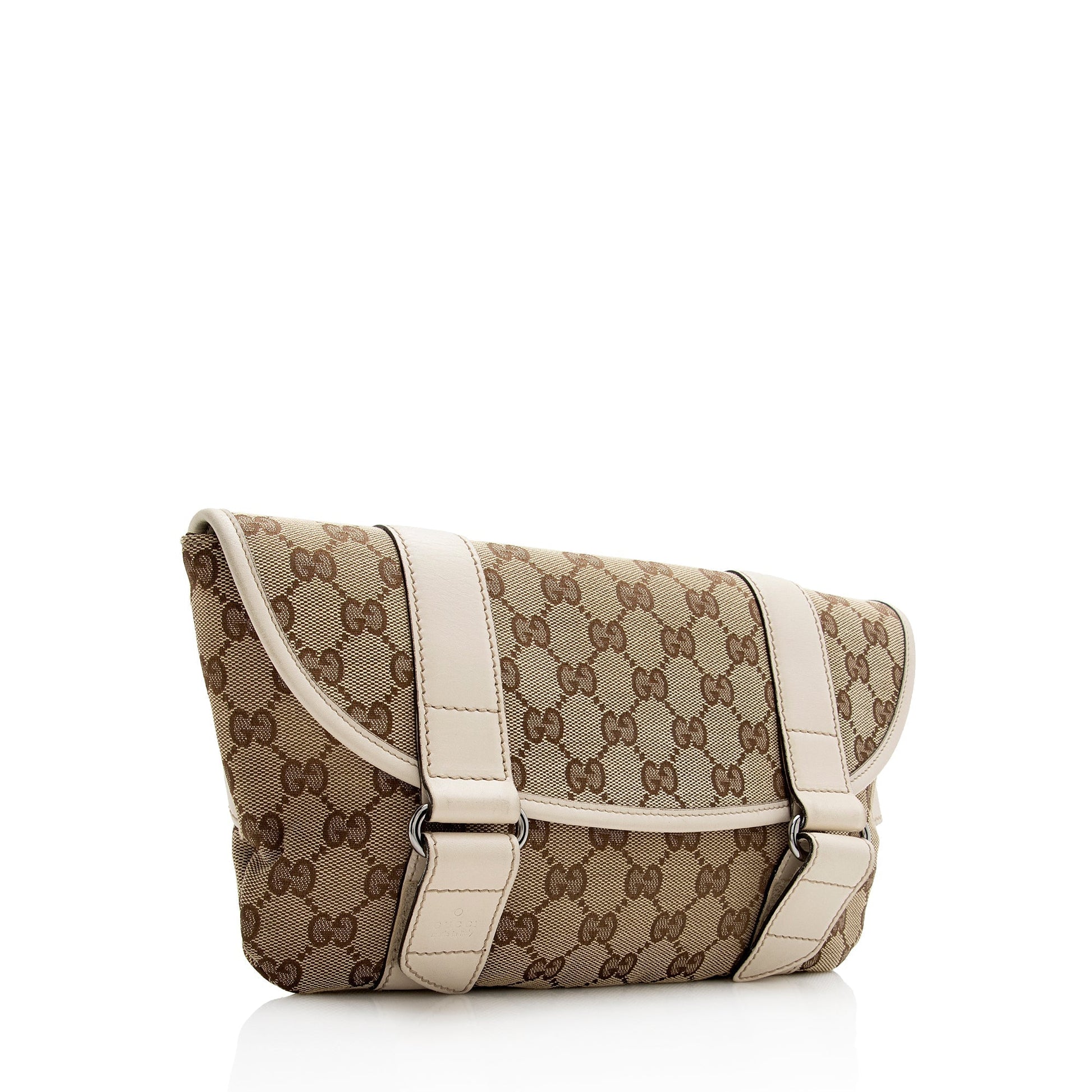 Gucci GG Messenger Belt SHF Leather Canvas Nylon Beige Accessory