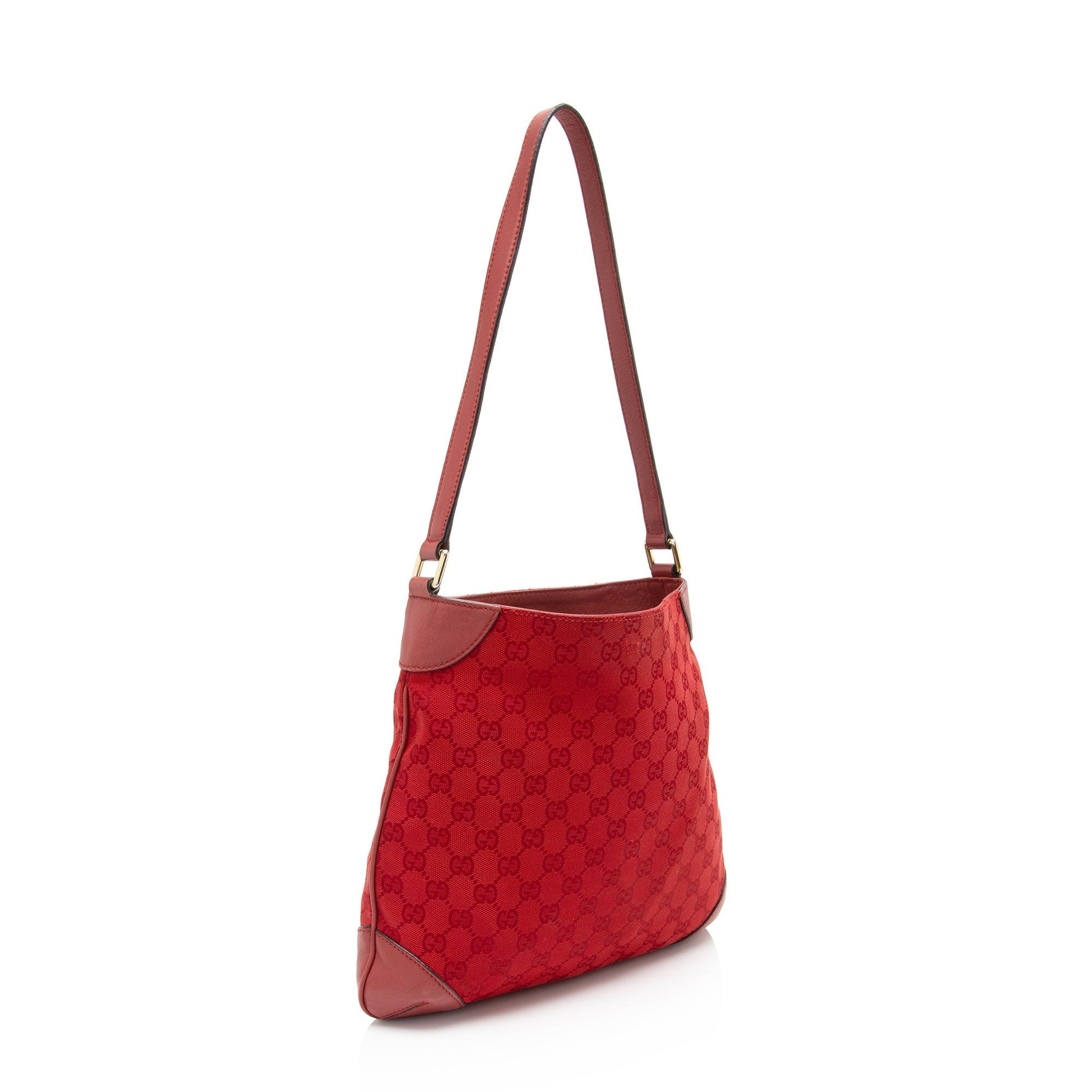 Gucci GG SHF-zFLqxt Monogram Leather Canvas Red Shoulder Bag