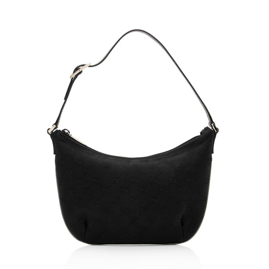 Gucci GG SHF-tAMHuQ Leather Canvas Black Small Shoulder Bag