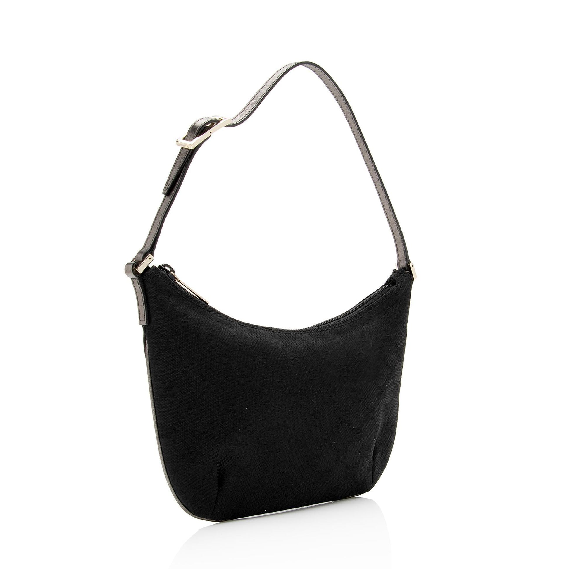 Gucci GG SHF-tAMHuQ Leather Canvas Black Small Shoulder Bag