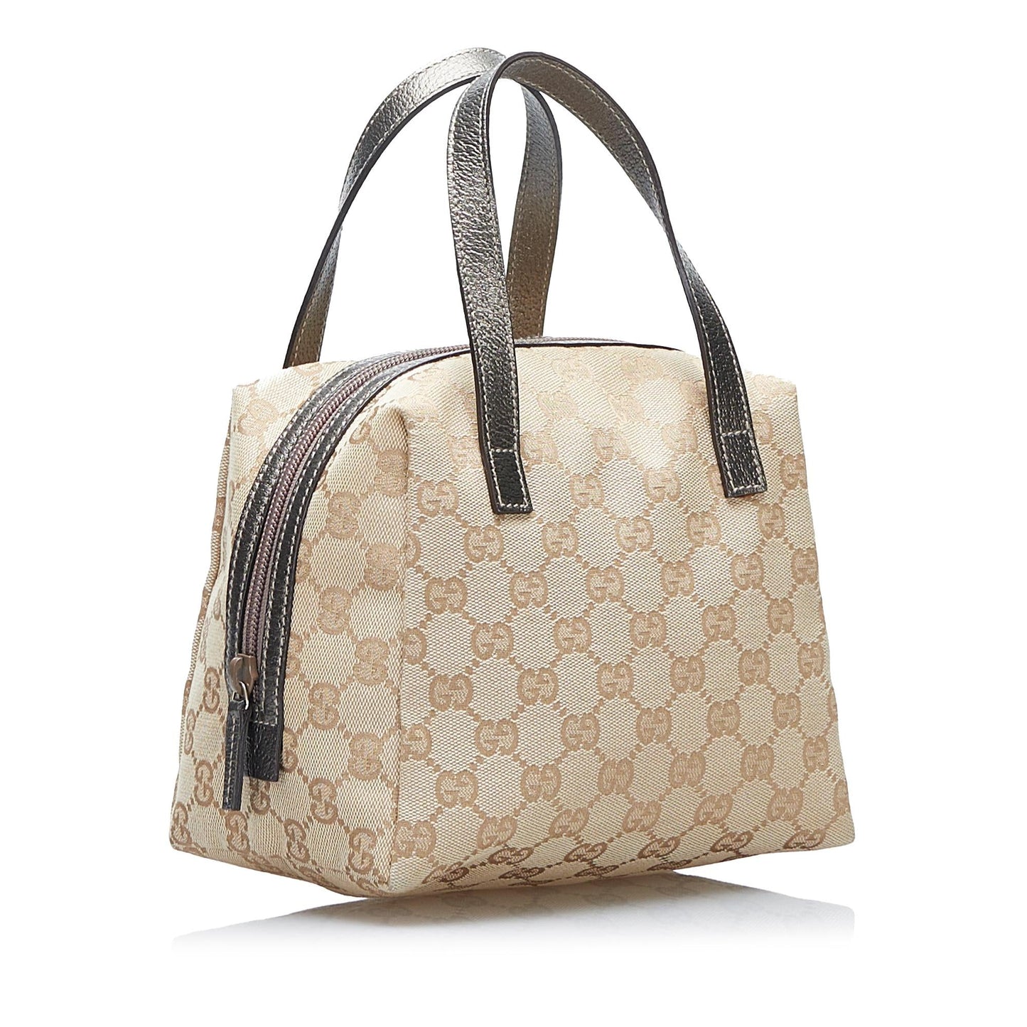 Gucci GG Dome SHG-ansTZQ Canvas Calf Brown Silver Satchel Bag