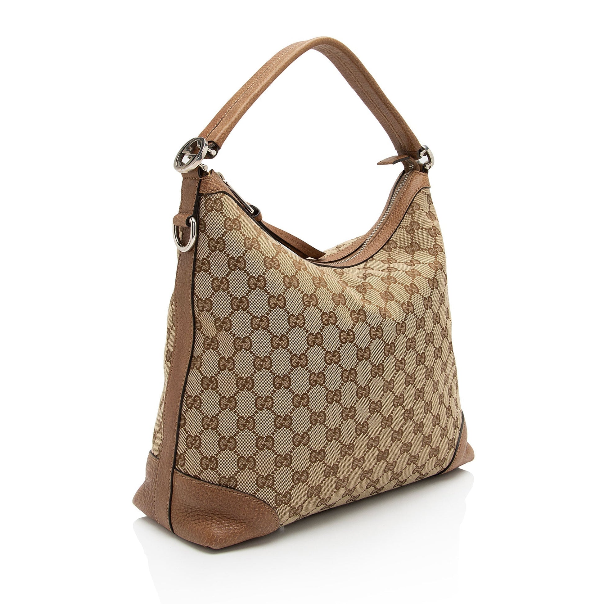 Gucci GG Miss GG SHF-I0Oz6e Leather Canvas Brown Beige Shoulder Bag