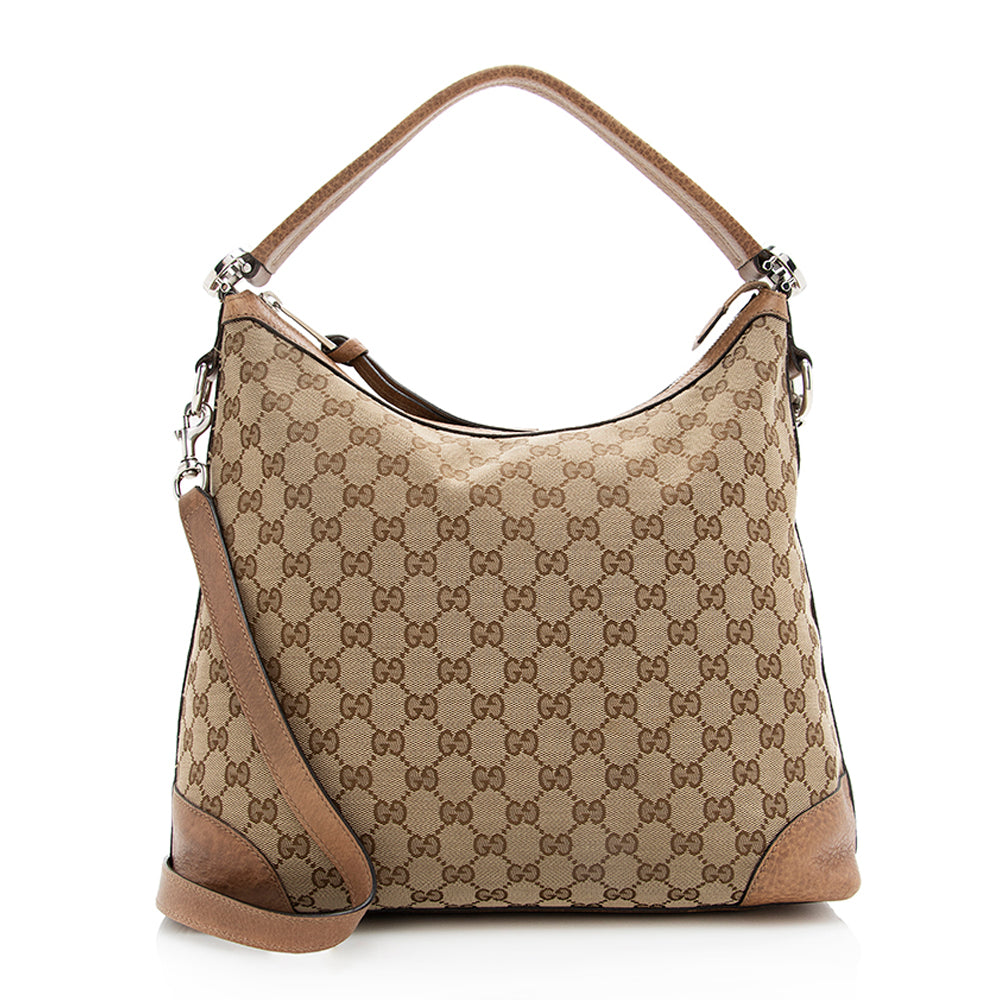 Gucci GG Miss GG SHF Leather Canvas Brown Beige Shoulder Bag