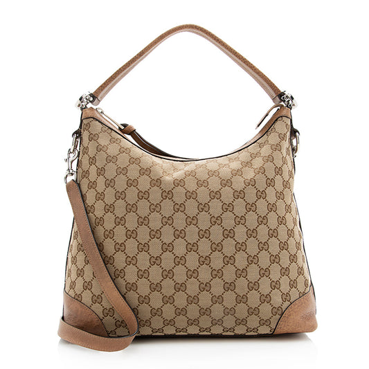 Gucci GG Miss GG SHF Leather Canvas Brown Beige Shoulder Bag
