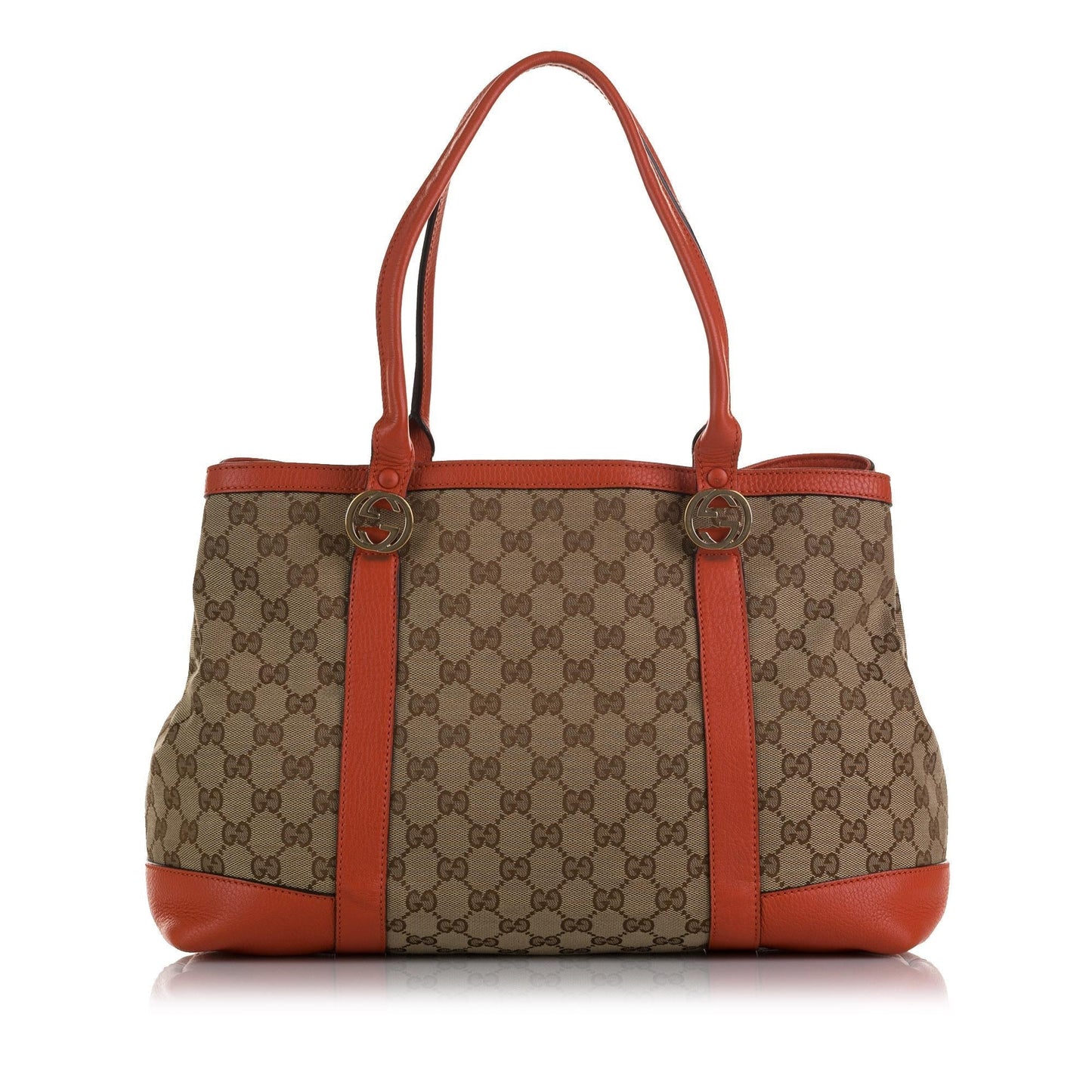 Gucci GG Miss GG SHG-Alvjxz Canvas Calf Brown Orange Tote Bag